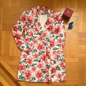 Alice + Olivia Floral Blazer Dress - Pink and Green